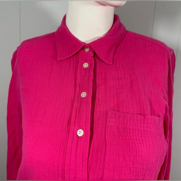 J Crew Shirt Womens Sz XS Classic Button Front Pocket Crinkle Cotton Re-Imagined - Picture 2 of 12